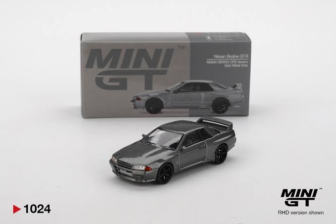 MINI GT #1024 Nissan Skyline GT-R (NISMO BNR32 CRS Version) — Dark Metal Gray