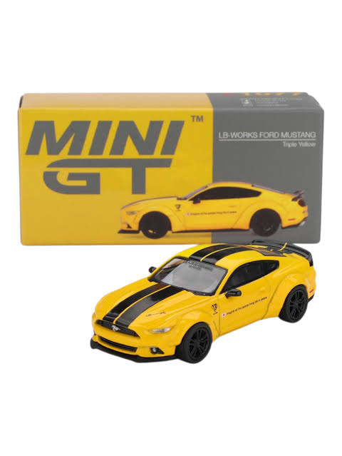 MINI GT #1077 LB-WORKS Ford Mustang — Triple Yellow