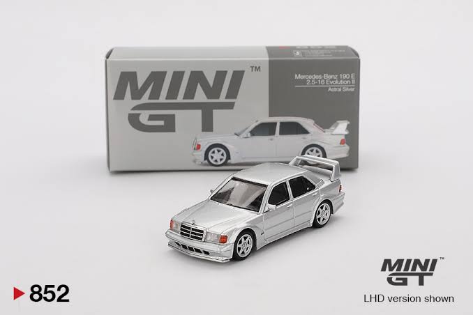 MINI GT #852 Mercedes-Benz 190E 2.5-16 Evolution II — Astral Silver